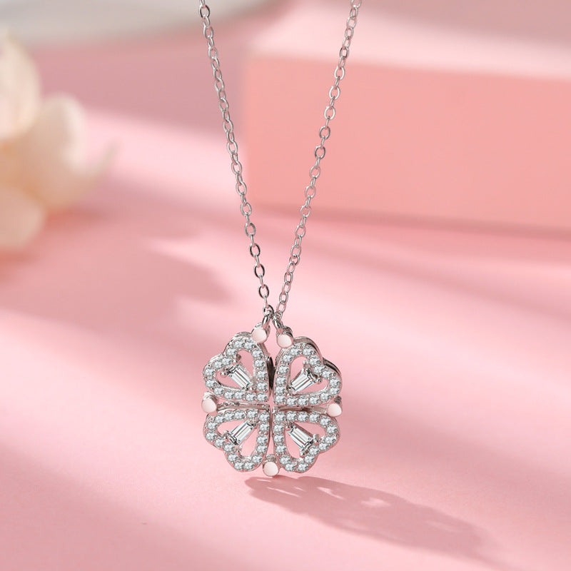 Do DaiKorean Version Full Diamond Small Love Magnet Necklace Female